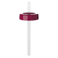KeepCup Commuter Coffee Straw Lid in deep burgundy, shown from a side angle with a clear reusable straw inserted through the centre hole, displaying the lid's smooth rounded design and glossy finish.