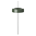 Commuter Coffee Straw Lid in olive green shown from above at a slight angle, with a clear reusable plastic straw inserted through the centre hole, displayed against a white background.
