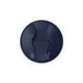 Top-down view of a navy Commuter Flip Lid showing the closed drinking spout and embossed KeepCup logo on the flip tab.