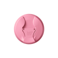 Top-down view of the Commuter Flip Lid in Peony, showing the circular pink lid with the KeepCup logo embossed on the flip closure mechanism.