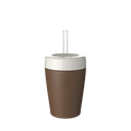 KeepCup Commuter Cold Cup M 12oz in Chocolate, featuring a brown insulated cup body with white lid and clear straw, shown against a plain white background.