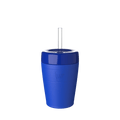 KeepCup Commuter Cold Cup M 12oz in Electric, a vibrant blue reusable cup with matching lid and clear straw, shown against a plain white background.