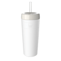 KeepCup Commuter Cold Cup XL 20oz in Bone, featuring a tall white reusable cup with matching lid and clear straw, shown at a slight angle against a plain white background.