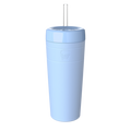 KeepCup Commuter Cold Cup XL 20oz in Orchid, a light blue reusable tumbler with matching lid and clear straw, shown at a slight angle against a white background.