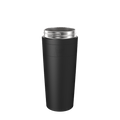 KeepCup Helix Stainless Steel Base in Black, XL 20oz, shown at a slight angle against a white background, featuring a matte black exterior with embossed KeepCup logo and stainless steel rim.