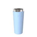 KeepCup Helix Stainless Steel Cup Base in light blue, shown at a slight angle against a white background, featuring the embossed KeepCup logo and stainless steel rim detail.