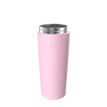 KeepCup Helix Stainless Steel Base XL 20oz in Pashmak Pink, shown at a slight angle against a white background, featuring the embossed KeepCup logo on the soft pink sleeve and stainless steel rim at the top.