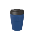 KeepCup Commuter M 12oz in Cobalt Black, featuring a deep blue reusable cup body with black lid, shown against a plain white background in a straight-on product shot.