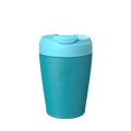 KeepCup Commuter M 12oz in Eden Cloud, a teal and light blue reusable coffee cup shown from the front against a white background, featuring the embossed KeepCup logo and a secure sipper lid.