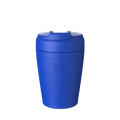 KeepCup Commuter M 12oz in Electric Blue, shown in a front-facing product shot against a white background, featuring the embossed KeepCup logo and flip-top lid.