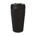 KeepCup Commuter L 16oz in Black, shown in a front-facing product shot against a neutral background, featuring a matte black reusable cup with matching lid and flip-top drinking spout.