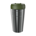KeepCup Commuter L 16oz in Nitro Pine, featuring a brushed stainless steel body with pine green lid, shown in a straight-on product shot against a white background.