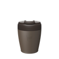 KeepCup Commuter S 8oz in Chocolate, featuring a brown reusable cup body with dark brown flip-top lid closure, shown against a plain white background with the embossed KeepCup logo visible on the front.