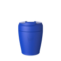 KeepCup Commuter S 8oz in Electric Blue, shown upright against a white background, featuring a matching blue lid with flip-top closure and the embossed KeepCup logo on the reusable cup body.