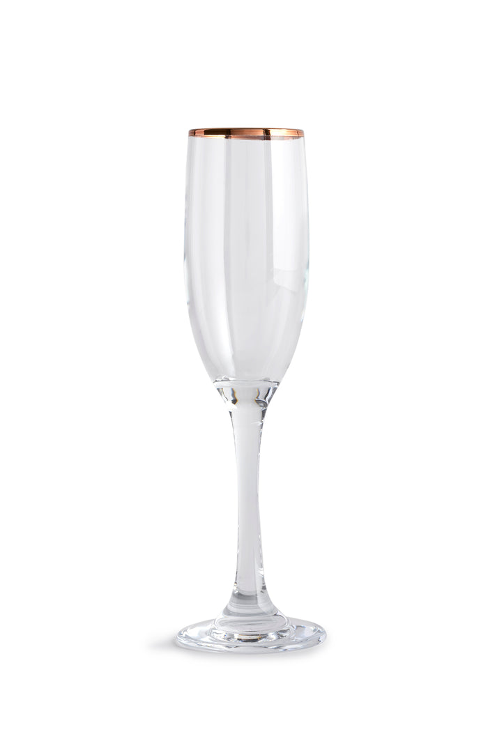 Copper Rimmed Champagne Flute - Set of Four