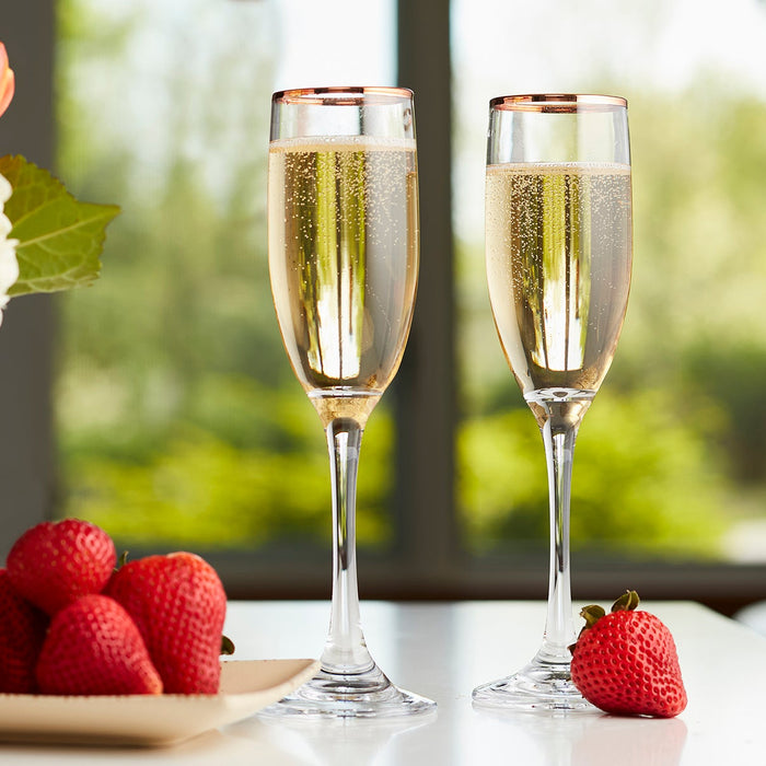 Copper Rimmed Champagne Flute - Set of Four