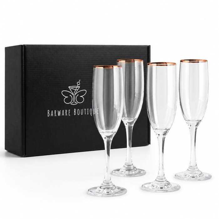 Copper Rimmed Champagne Flute - Set of Four