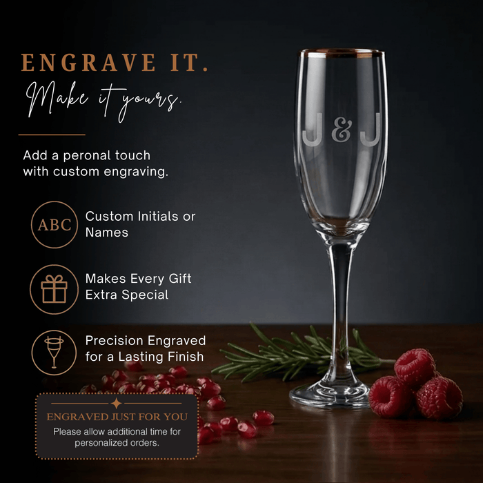 Copper Rimmed Champagne Flute - Set of Four