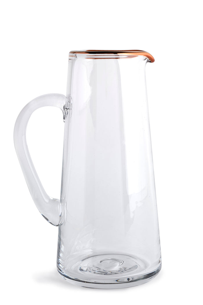 Copper Rimmed Glass Pitcher