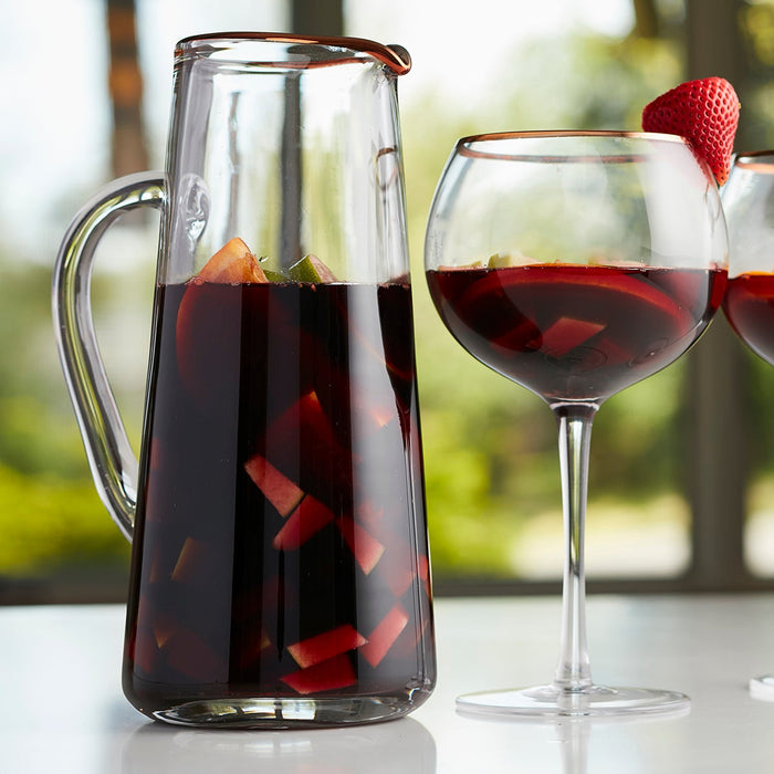 Copper Rimmed Glass Pitcher