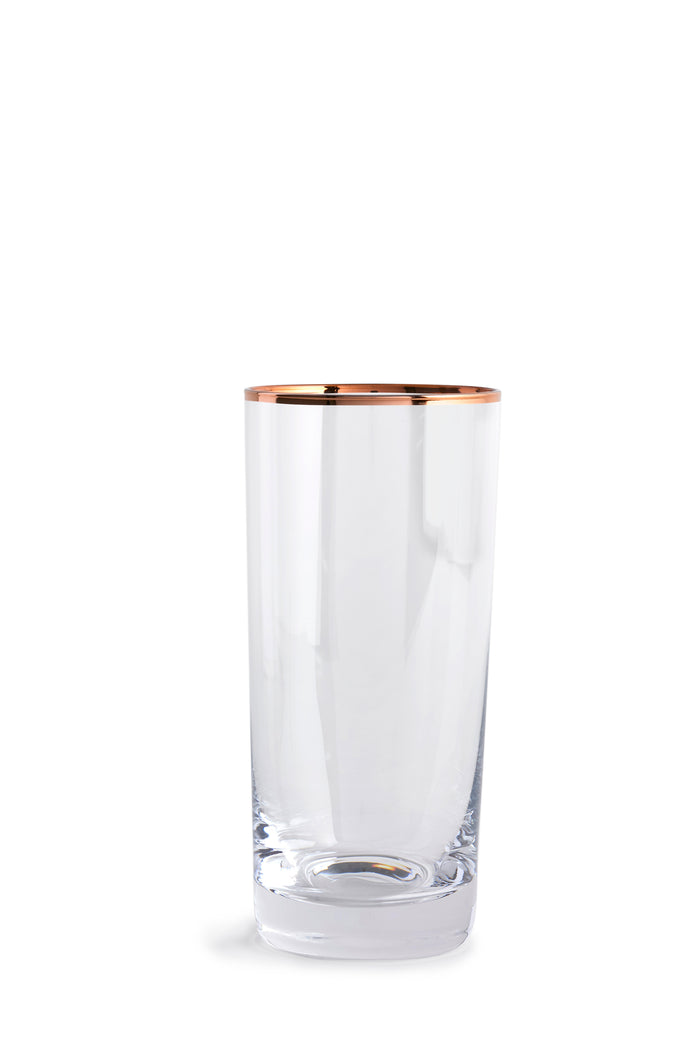 Copper Rimmed Highball Glass - Set of Four