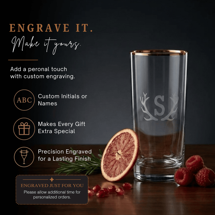 Copper Rimmed Highball Glass - Set of Four