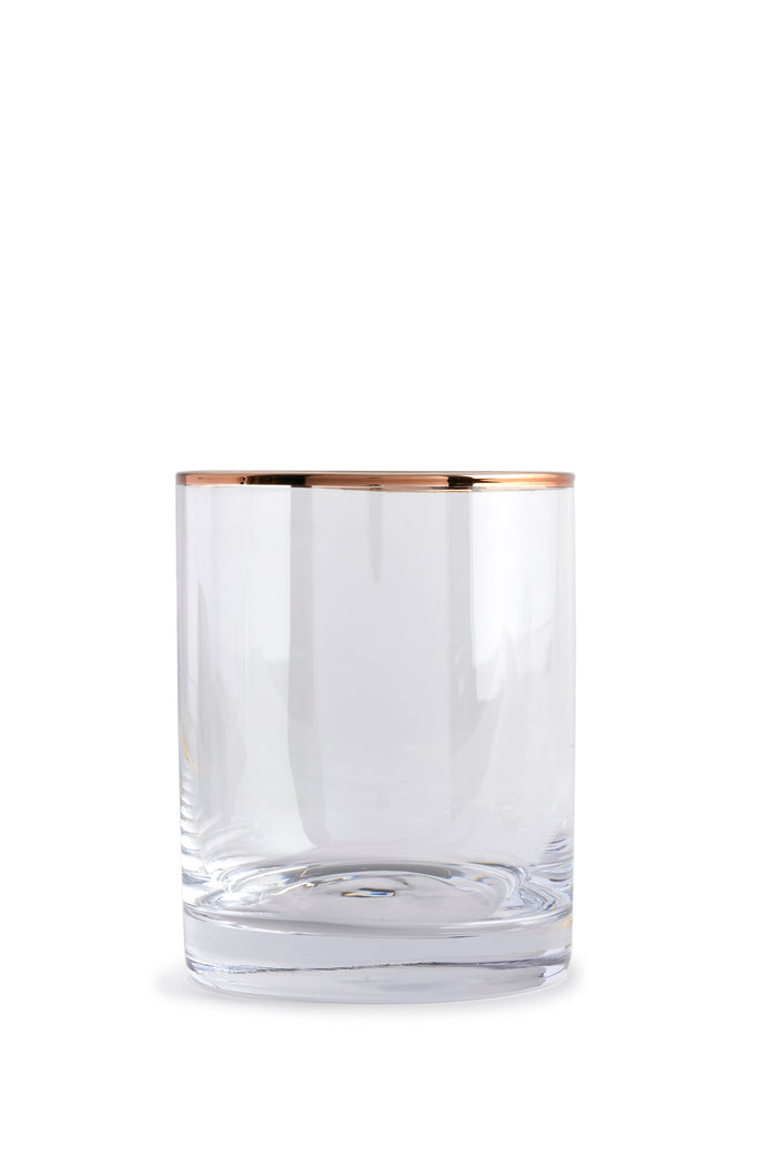 Copper Rimmed Old Fashioned (Lowball) Glass - Set of Four