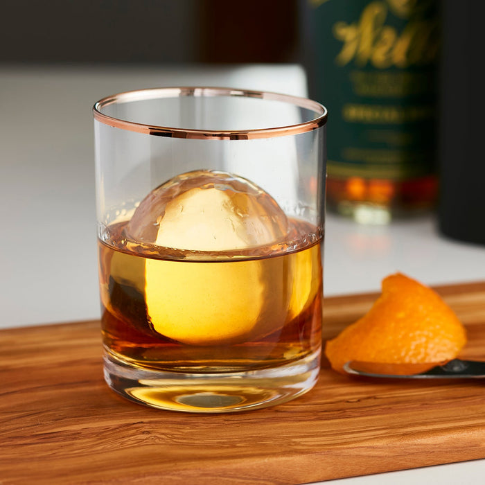 Copper Rimmed Old Fashioned (Lowball) Glass - Set of Four
