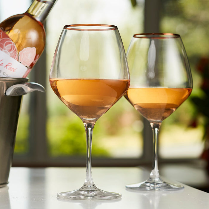 Copper Rimmed Wine Glass - Set of Four