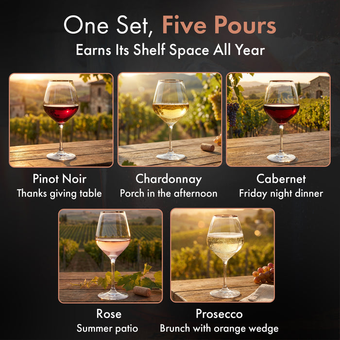 Copper Rimmed Wine Glass - Set of Four