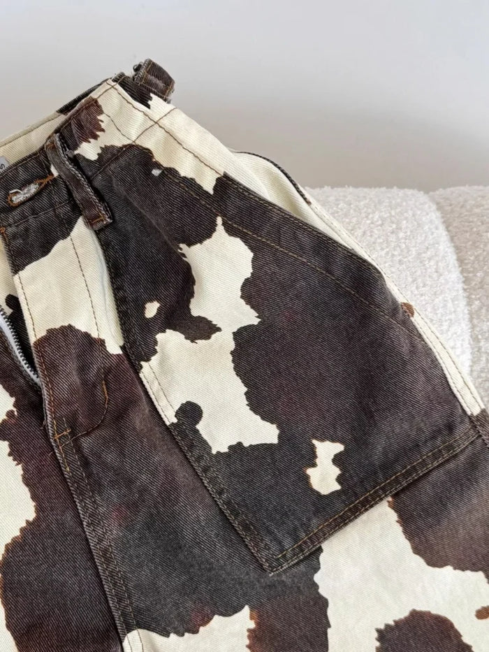 Cow Pattern Jeans Pants For Women
