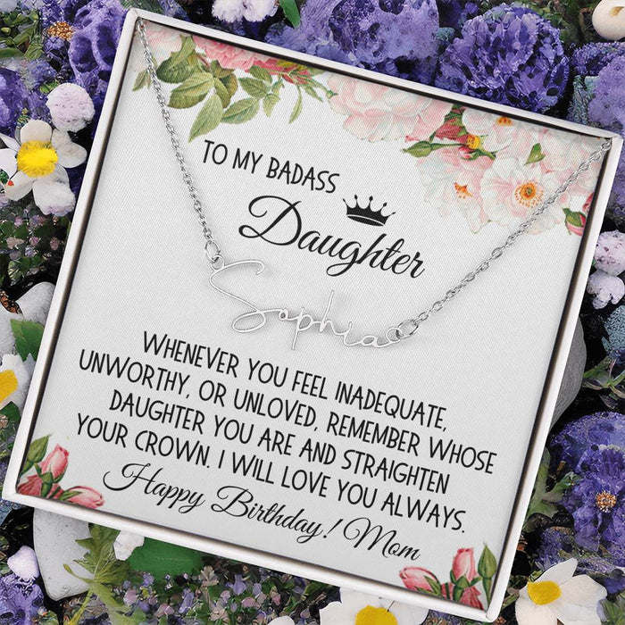 Daughter Gift, Signature Name Necklace: Straighten Your Crown