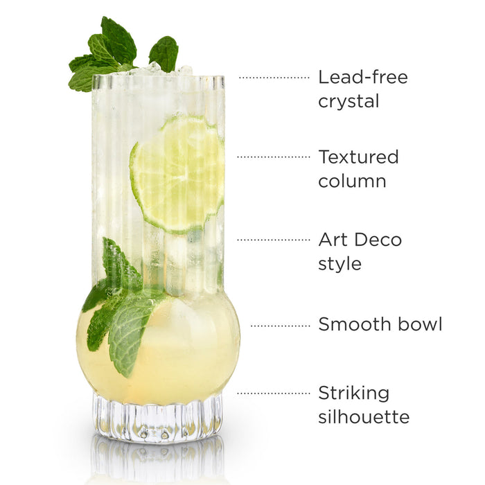 DECO CRYSTAL HIGHBALL GLASSES