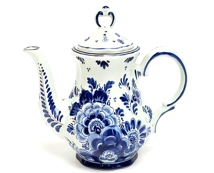 Delft Blue and White Hand Painted Floral Tea Pot, Holland #212