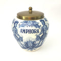 Delft Blue Glazed Ceramic Tobacco Storage Jar with Brass Lid Amphora