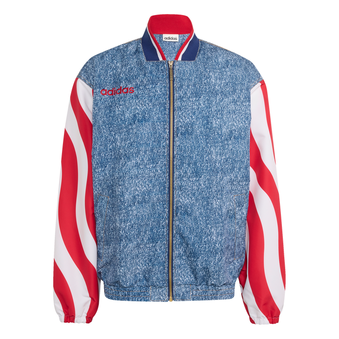 adidas Denim Graphic Track Top | White / Dark Blue | Men's