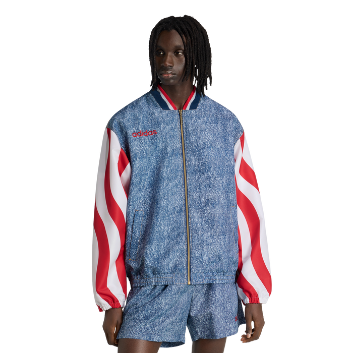 adidas Denim Graphic Track Top | White / Dark Blue | Men's