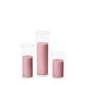 Dusty Pink 5cm Pillar in 5.8cm Glass, Med - Set of 6