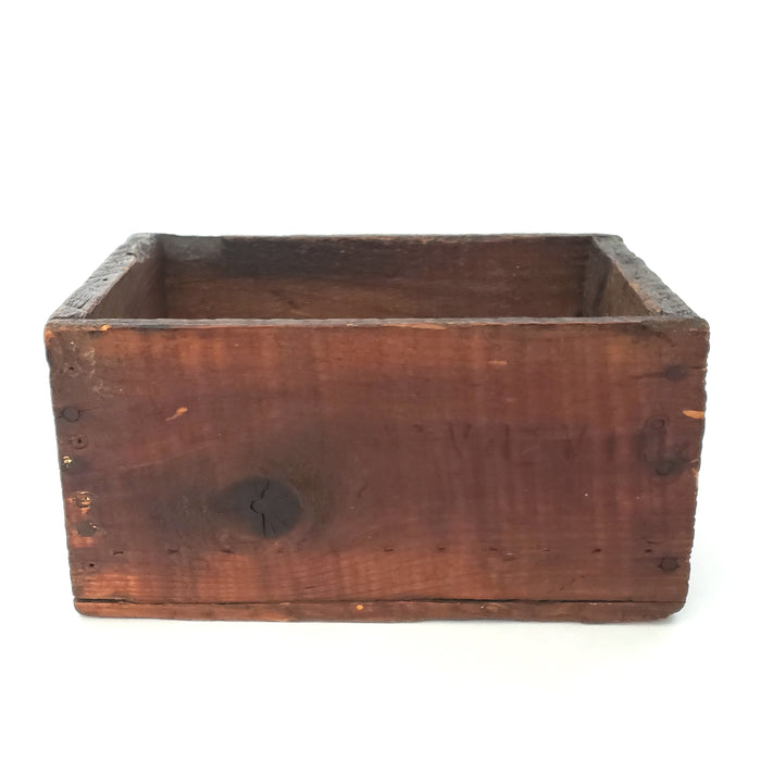 Early Rustic Wooden Rectangular Box Sardine Advertising From Maine
