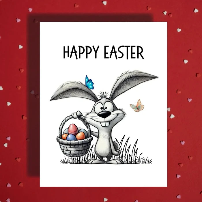 Easter Bunny Card – Basket Eggs Spring Greeting
