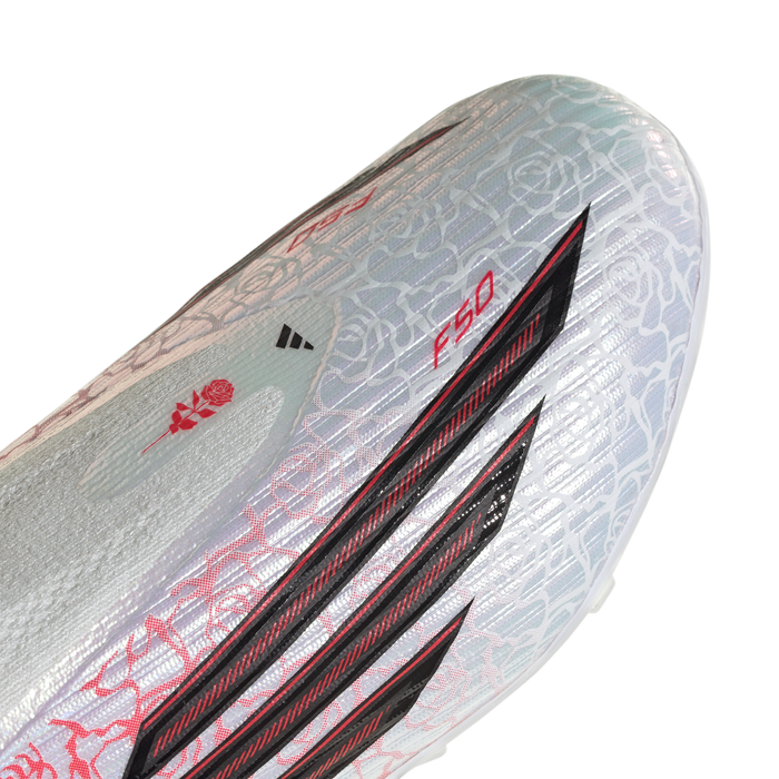 adidas F50 LEAGUE LAMINE YAMAL Laceless Firm Ground Soccer Cleats | Cloud White / Core Black / Lucid Red | Kid's