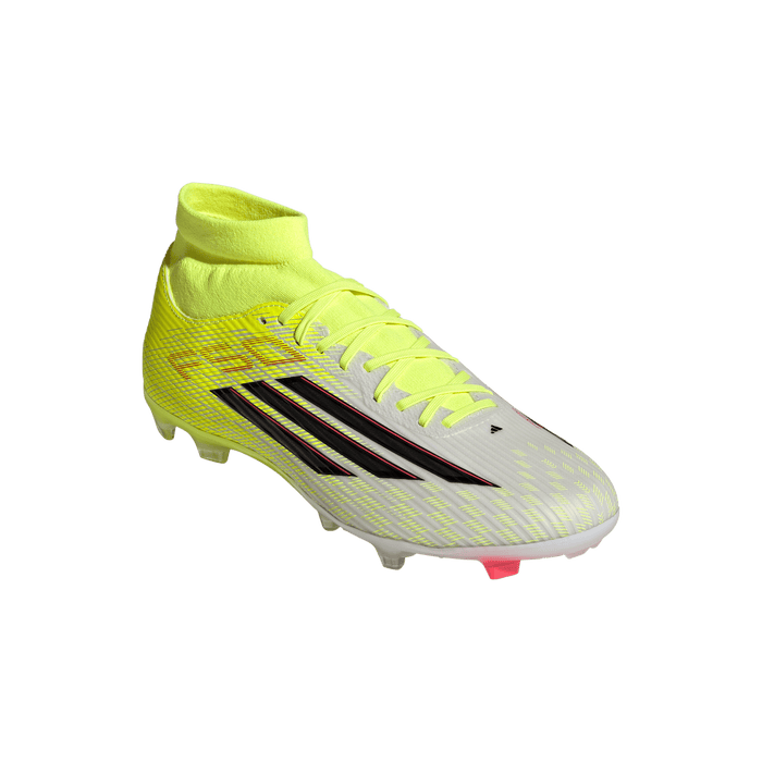 adidas F50 LEAGUE Mid Cut Firm Ground / Multi Ground Soccer Cleats | Team Solar Yellow 2 / Core Black / Lucid Red | Men's
