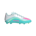 adidas F50 Messi League Firm/Multi-Ground Cleats | Cloud White / Lucid Pink / Flash Aqua | Kid's