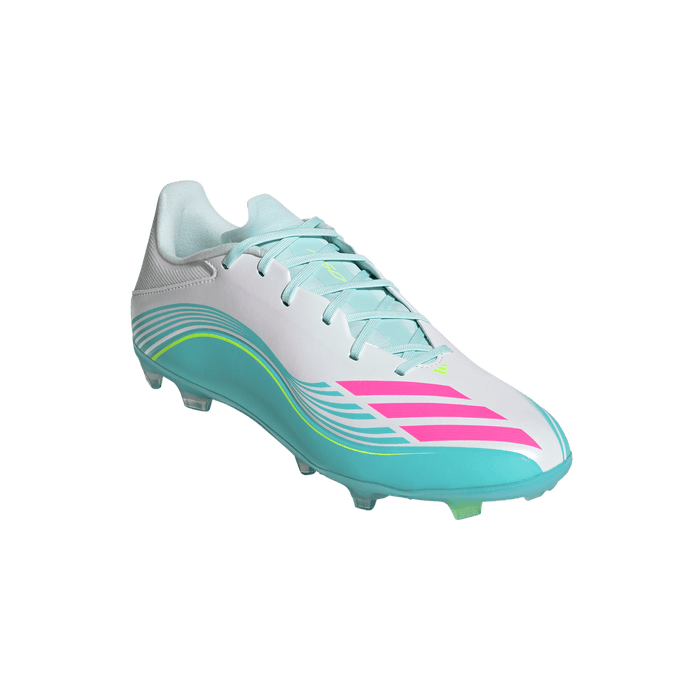 adidas F50 MESSI LEAGUE Firm/Multi-Ground Cleats | Cloud White / Lucid Pink / Flash Aqua | Men's