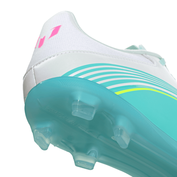 adidas F50 MESSI LEAGUE Firm/Multi-Ground Cleats | Cloud White / Lucid Pink / Flash Aqua | Men's