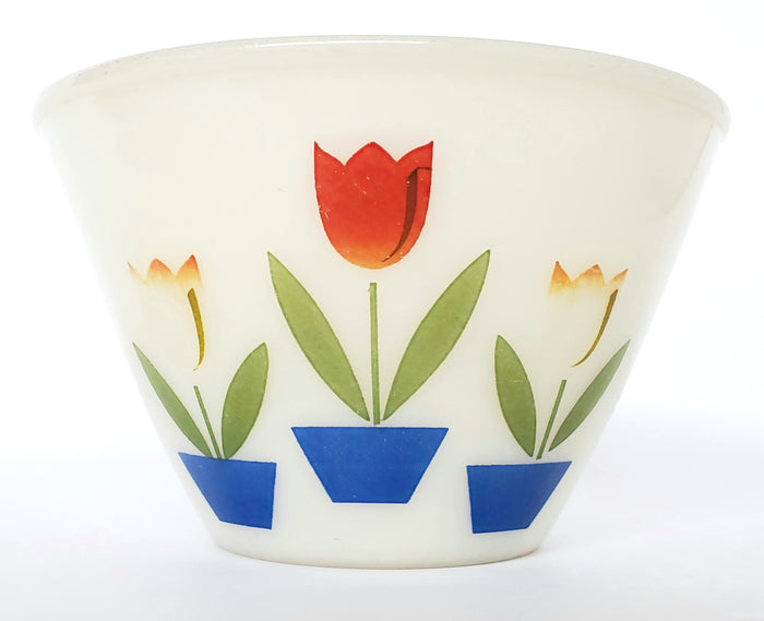 Fire King Tulip Deep Glass Mixing Bowl Set of 4 by Anchor Hocking ~1940's