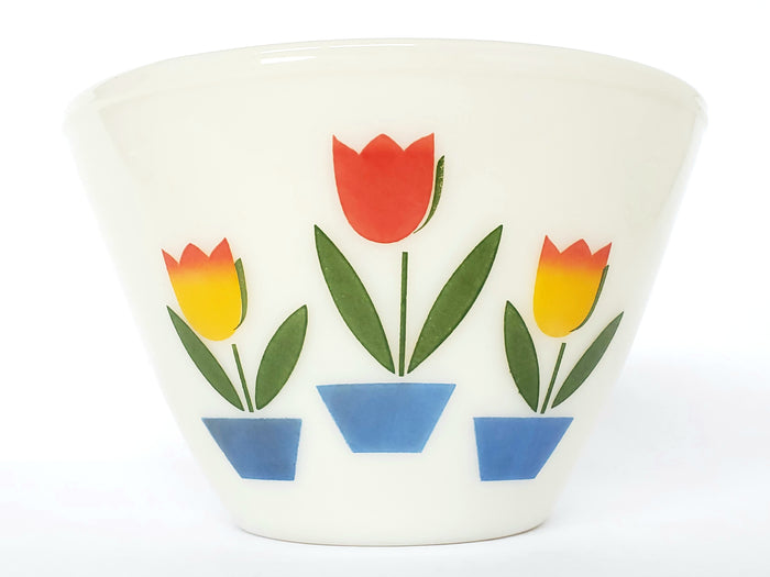 Fire King Tulip Deep Glass Mixing Bowl Set of 4 by Anchor Hocking ~1940's