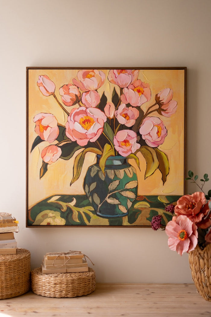 Framed Peonies in a Vase Painting