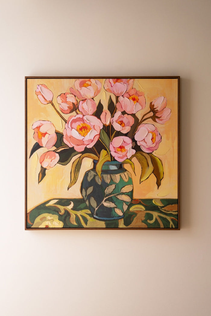 Framed Peonies in a Vase Painting