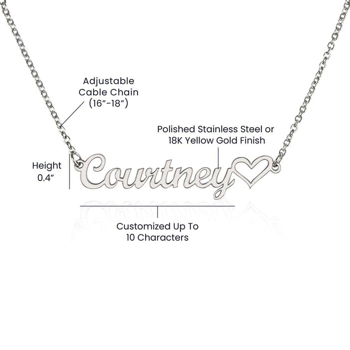 Friend Gift, Name Necklace: Because Of You